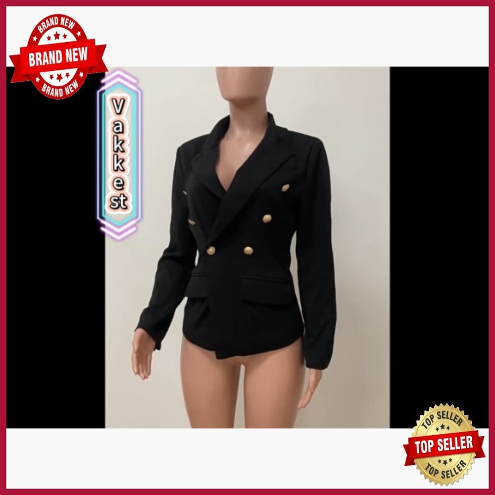 Women's Camo Blazer Jacket Long Sleeve Double Breasted Casual Coat - Picture 6 of 6